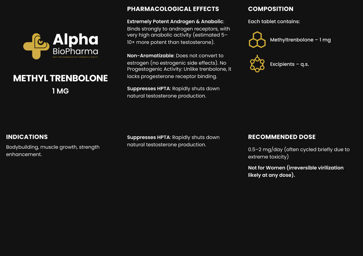 Bijsluiter Methyltren voorkant Voorkant van de Methyltrenbolone bijsluiter